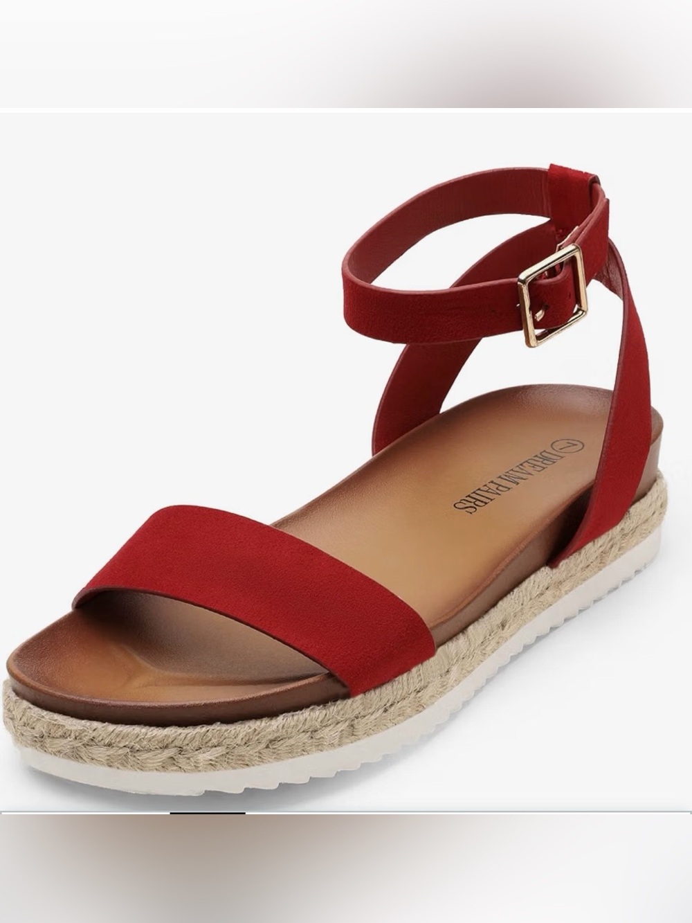 Dream Pairs Red Ankle-Strap Espadrille Sandal